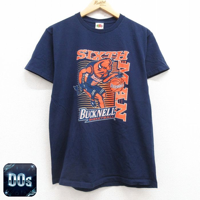 フルーツオブザルーム 00s 半袖Tシャツ バックネルバスケットボール ネイビー M | 古着