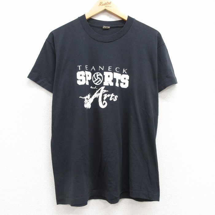 XL★古着 スクリーンスターズ 半袖 ビンテージ Tシャツ メンズ 80年代 80s TEANECK SPORTS クルーネック USA製 黒 ブラック 25jul24 中古