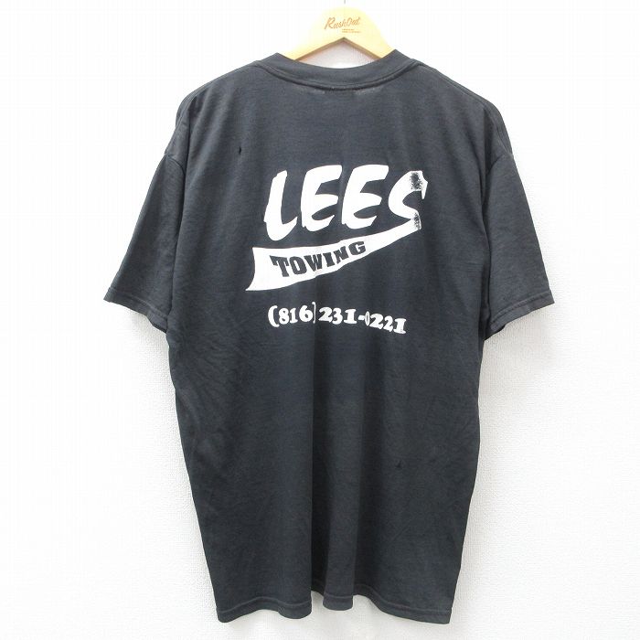 XL★古着 半袖 ビンテージ Tシャツ メンズ 00年代 00s LEES TOWING 胸ポケット付き クルーネック 黒 ブラック 【spe】 25jul24 中古