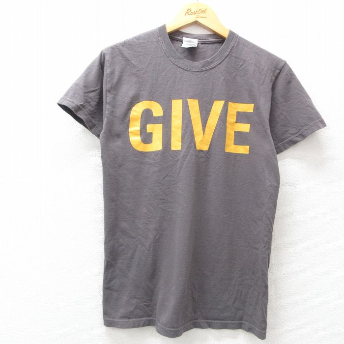 S★古着 半袖 ビンテージ Tシャツ メンズ 00年代 00s GIVE ギャノン 大学 コットン クルーネック グレー系 25jul24 中古