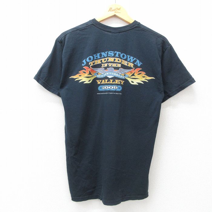 M★古着 半袖 ビンテージ Tシャツ メンズ 00年代 00s ジョンズタウン サンダー コットン クルーネック 黒 ブラック 25jul24 中古