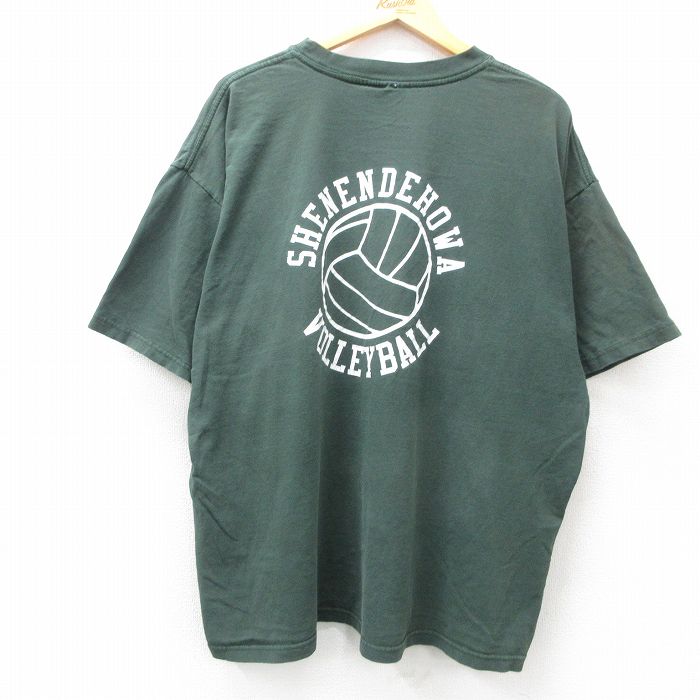 XL★古着 半袖 ビンテージ Tシャツ メンズ 00年代 00s SHENENDEHOWA バレーボール 大きいサイズ コットン クルーネック 緑 グリーン 25jul24 中古