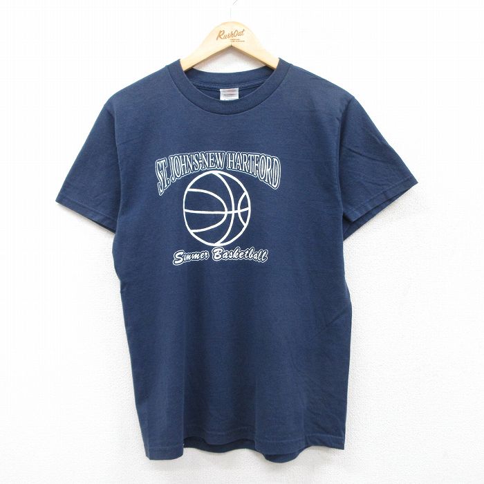 M★古着 フルーツオブザルーム 半袖 ビンテージ Tシャツ メンズ 00年代 00s バスケットボール 8 クルーネック 紺 ネイビー 25jul24 中古