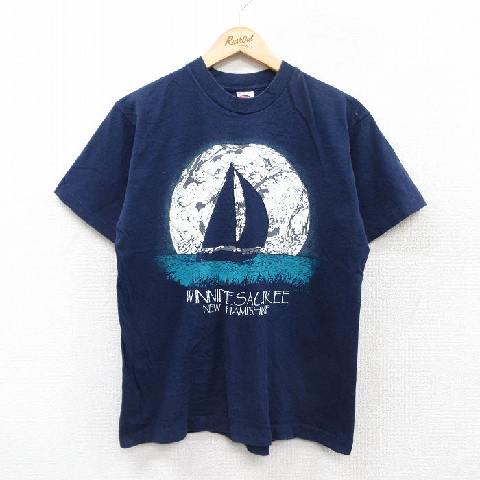 フルーツオブザルーム 90s 半袖Tシャツ ヨット ネイビー L | 古着
