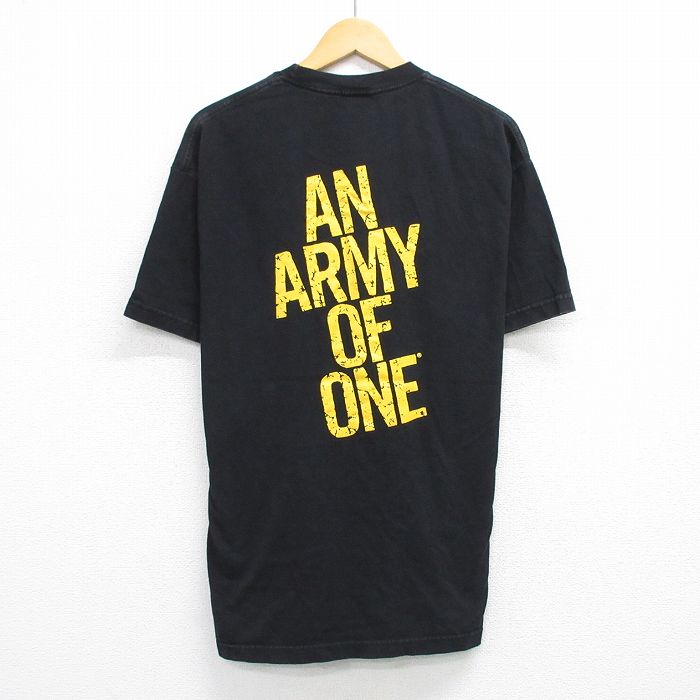 XL★古着 半袖 ビンテージ Tシャツ メンズ 90年代 90s ミリタリー USアーミー ARMY コットン クルーネック USA製 黒 ブラック 25jul24 中古
