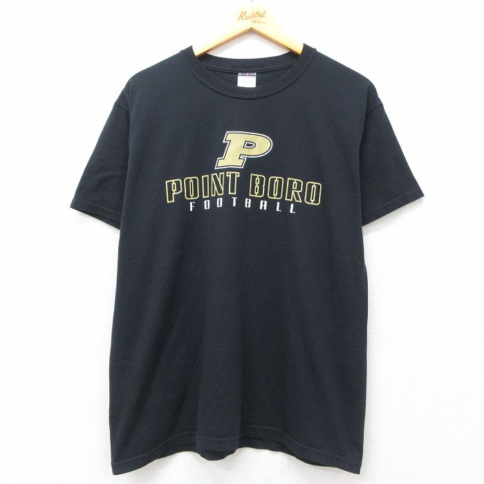 L★古着 ジャージーズ 半袖 ビンテージ Tシャツ メンズ 00年代 00s POINT BORO クルーネック 黒 ブラック 25jul24 中古