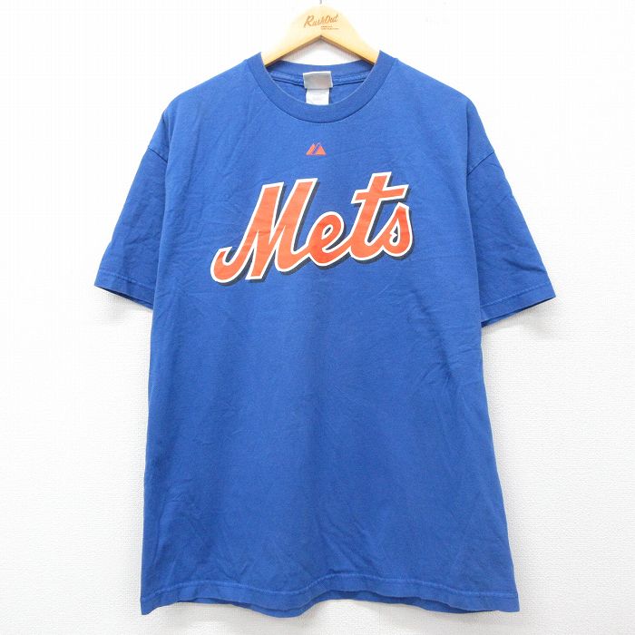 【20%OFF】XL★古着 マジェスティック 半袖 ビンテージ Tシャツ メンズ 00年代 00s MLB ニューヨークメッツ ジョンメイン 33 コットン クルーネック 青 ブルー メジャーリーグ ベースボール 野球 25jul24 中古