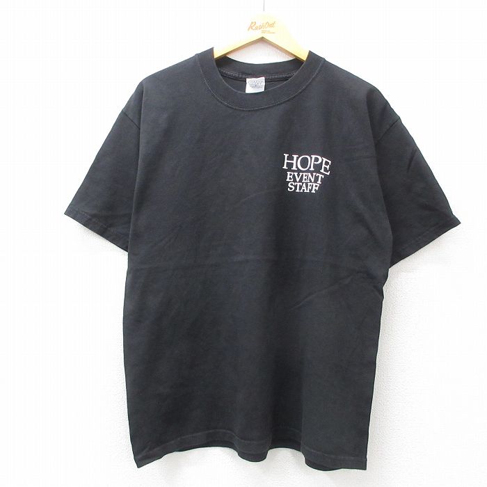 L★古着 半袖 ビンテージ Tシャツ メンズ 00年代 00s HOPE イベント スタッフ コットン クルーネック 黒 ブラック 25jul19 中古