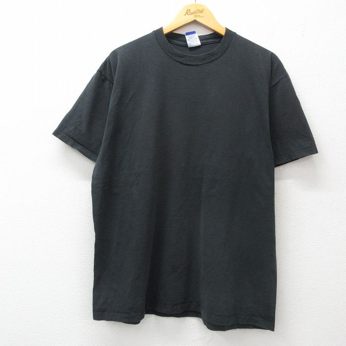 XL★古着 半袖 ビンテージ Tシャツ メンズ 90年代 90s 無地 コットン クルーネック USA製 黒 ブラック 25jul19 中古