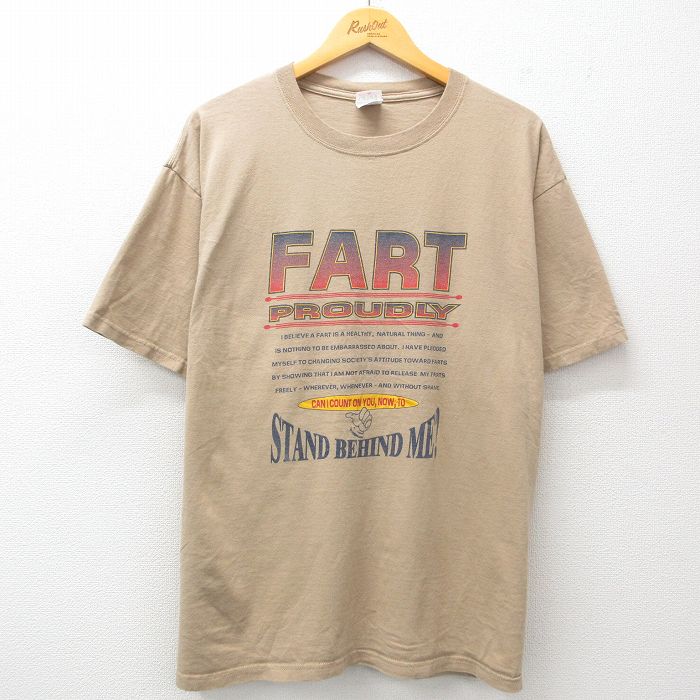00s 半袖Tシャツ FARTメッセージ ベージュ XL | 古着