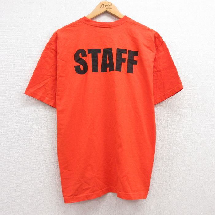 L★古着 半袖 ビンテージ Tシャツ メンズ 00年代 00s STAFF コットン クルーネック USA製 オレンジ 25jul19 中古