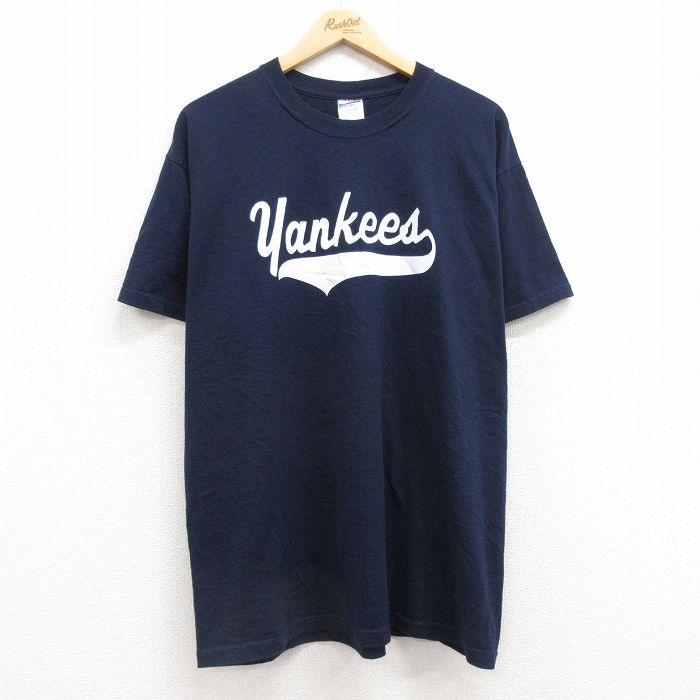 【20%OFF】XL★古着 ジャージーズ 半袖 ビンテージ Tシャツ メンズ 00年代 00s ヤンキース クルーネック 紺 ネイビー 25jul19 中古