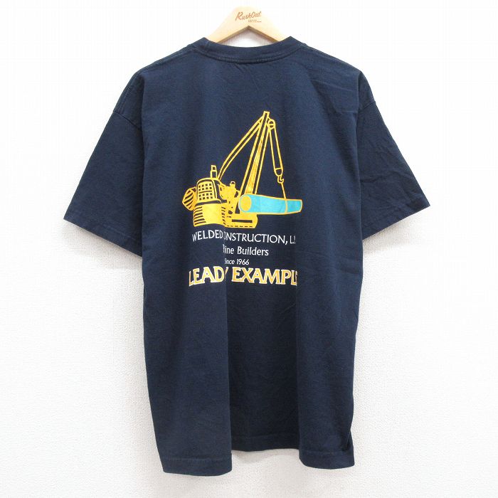 XL★古着 半袖 ビンテージ Tシャツ メンズ 00年代 00s 重機 コットン クルーネック USA製 黒 ブラック 【spe】 25jul19 中古