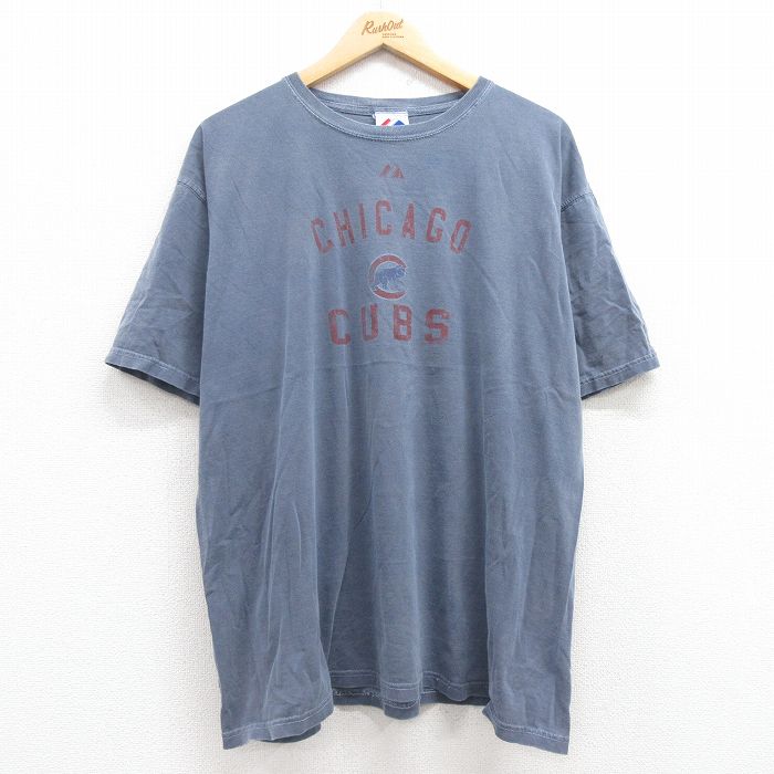 マジェスティック 00s 半袖Tシャツ シカゴカブスプリント ネイビー XL | 古着