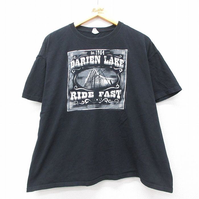 00s 半袖Tシャツ DARIEN LAKEプリント ブラック XL | 古着