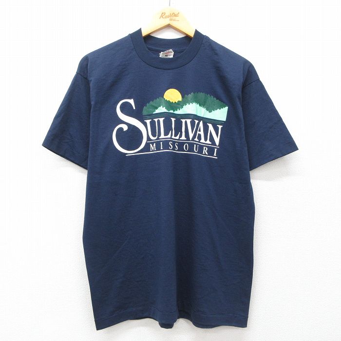 【50%OFF】L★古着 フルーツオブザルーム 半袖 ビンテージ Tシャツ メンズ 00年代 00s SULLIVAN クルーネック 紺 ネイビー 25jul19 中古