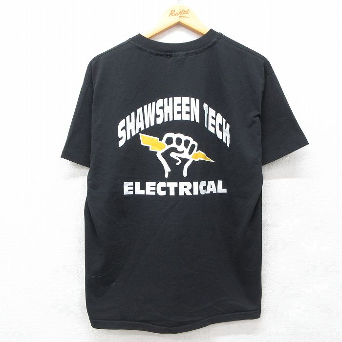 L★古着 ヘインズ Hanes 半袖 ビンテージ Tシャツ メンズ 90年代 90s ELECTRICAL クルーネック USA製 黒 ブラック 25jul19 中古