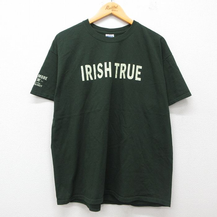 XL★古着 半袖 ビンテージ Tシャツ メンズ 00年代 00s IRISH コットン クルーネック 緑 グリーン 25jul19 中古