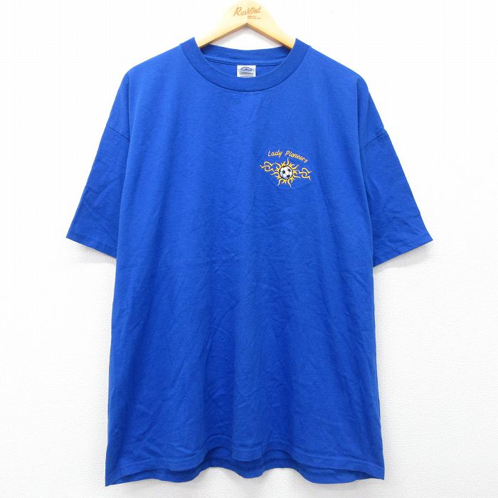 XL★古着 半袖 ビンテージ Tシャツ メンズ 00年代 00s サッカー 大きいサイズ コットン クルーネック 青 ブルー 25jul19 中古
