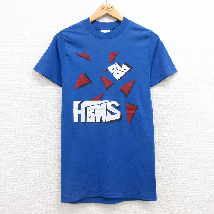 S★古着 半袖 ビンテージ Tシャツ メンズ 90年代 90s HBMS クルーネック USA製 青 ブルー 25jul22 中古