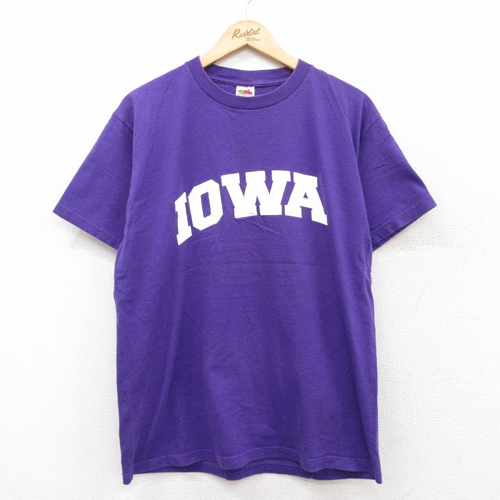 L★古着 フルーツオブザルーム 半袖 ビンテージ Tシャツ メンズ 00年代 00s アイオワ コットン クルーネック 紫 パープル 25jul22 中古