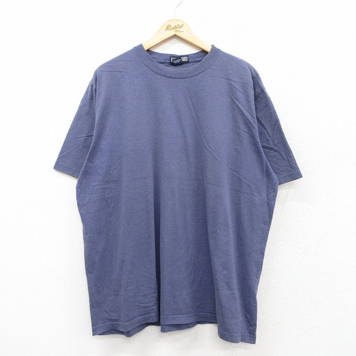 【50%OFF】XL★古着 ランズエンド 半袖 ビンテージ Tシャツ メンズ 00年代 00s 無地 大きいサイズ コットン クルーネック 薄紺 ネイビー 【spe】 25jul22 中古