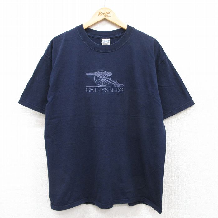00s 半袖Tシャツ GETTYSBURG刺繍 ネイビー XL | 古着