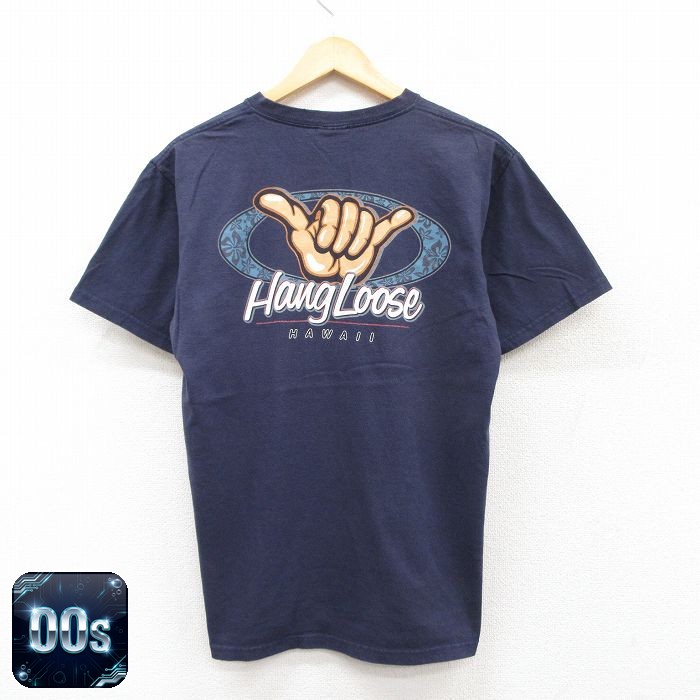 00s 半袖Tシャツ Hang Loose ネイビー M | 古着