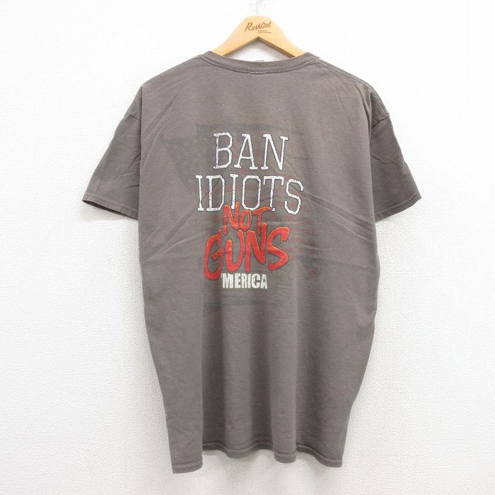 XL★古着 半袖 ビンテージ Tシャツ メンズ 00年代 00s BAN 星条旗 コットン クルーネック グレー 25jul22 中古