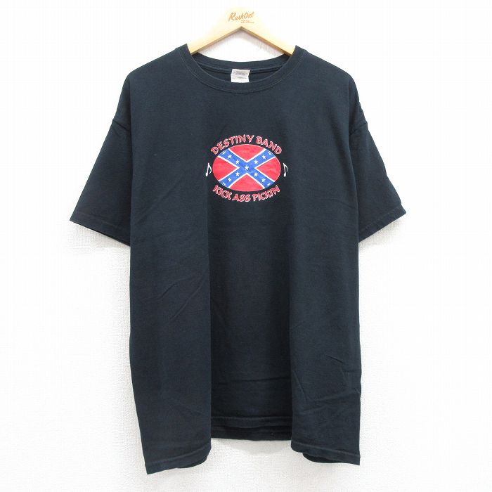 XL★古着 半袖 ビンテージ Tシャツ メンズ 00年代 00s DESTINY サザンクロス 大きいサイズ コットン クルーネック 黒 ブラック 25jul22 中古