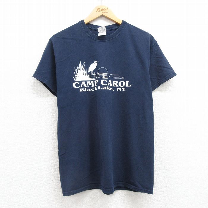 M★古着 半袖 ビンテージ Tシャツ メンズ 00年代 00s CAMP コットン クルーネック 紺 ネイビー 25jul22 中古