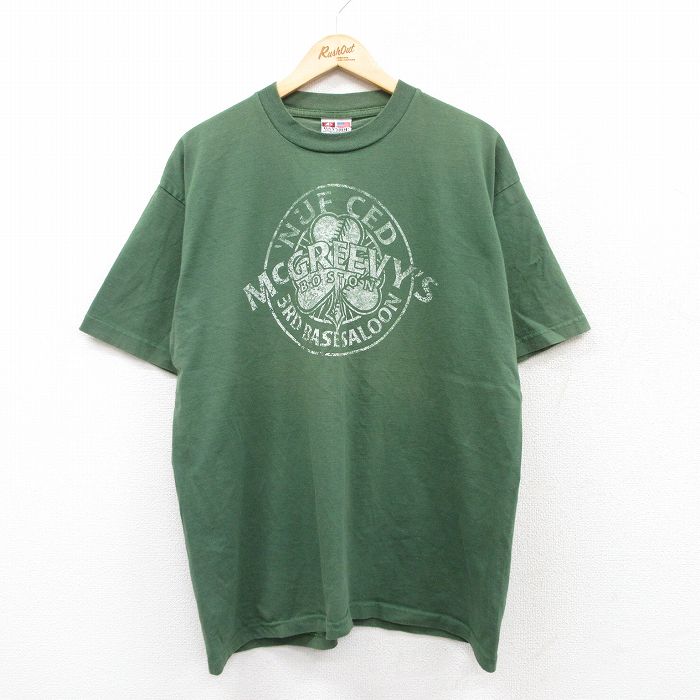 XL★古着 半袖 ビンテージ Tシャツ メンズ 00年代 00s MCGREEVYS コットン クルーネック USA製 緑 グリーン 25jul22 中古