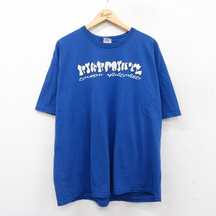 00s 半袖Tシャツ HIGH POINTEプリント ブルー XL | 古着