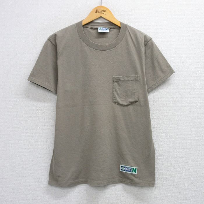 L★古着 ディスカス 半袖 ビンテージ Tシャツ メンズ 00年代 00s 無地 胸ポケット付き コットン クルーネック 緑系 グリーン 25jul23 中古