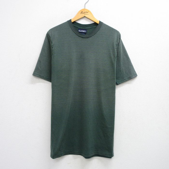 【50%OFF】ピューリタン 00s 半袖Tシャツ ボーダー グリーン L | 古着