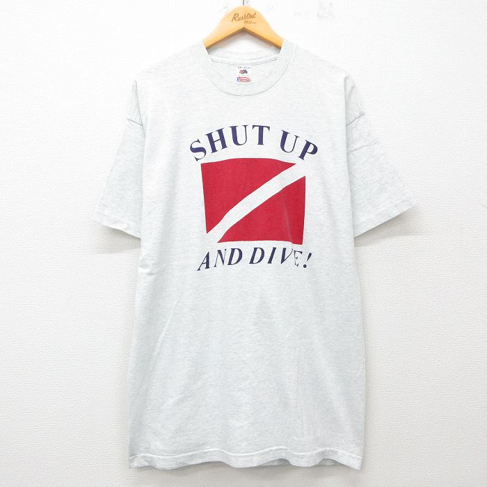 【50%OFF】フルーツオブザルーム 90s 半袖Tシャツ SHUT UP グレー XL | 古着