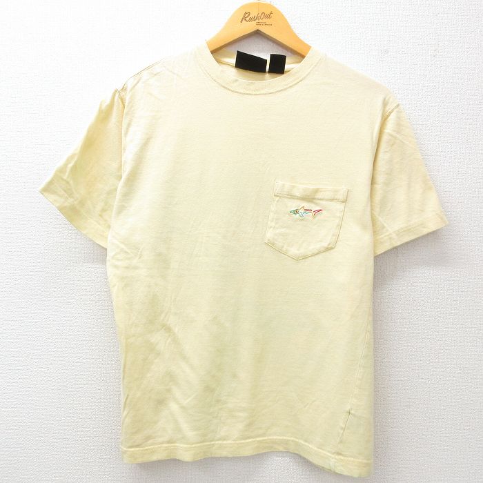 L★古着 グレッグノーマン 半袖 Tシャツ メンズ 胸ポケット付き コットン クルーネック 薄黄 イエロー 25jul23 中古