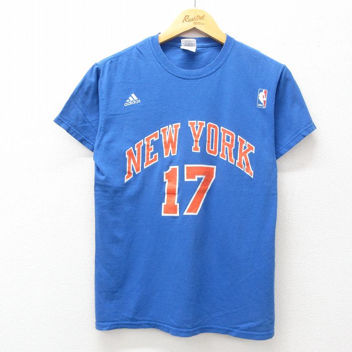 【50%OFF】M★古着 アディダス adidas 半袖 ビンテージ Tシャツ メンズ NBA ニューヨークニックス コットン クルーネック 紺 ネイビー バスケットボール 25jul23 中古