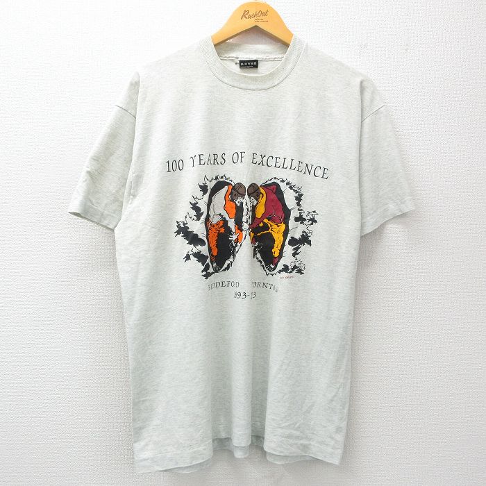 XL★古着 フルーツオブザルーム 半袖 ビンテージ Tシャツ メンズ 90年代 90s BIDDEFORD THORNTON クルーネック USA製 薄グレー 25jul23 中古
