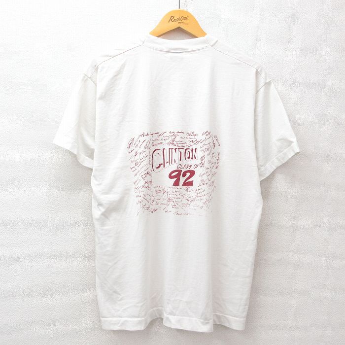 L★古着 スクリーンスターズ 半袖 ビンテージ Tシャツ メンズ 90年代 90s 手紙 クリントン クルーネック USA製 白 ホワイト 25jul25 中古