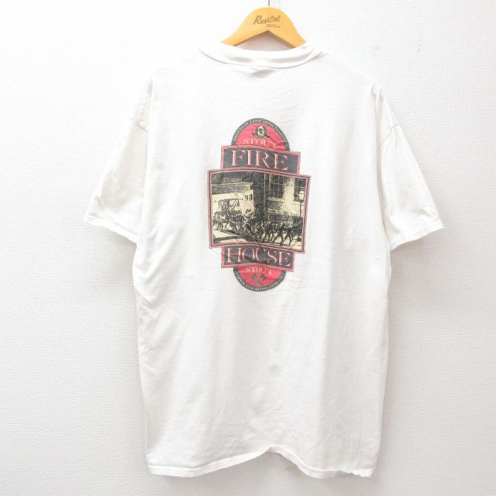 XL★古着 ヘインズ Hanes 半袖 ビンテージ Tシャツ メンズ 00年代 00s 消防士 COPPER TANK コットン クルーネック 白 ホワイト 25jul25 中古
