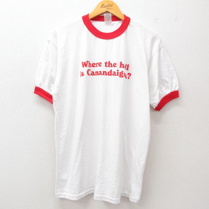 XL★古着 半袖 ビンテージ Tシャツ メンズ 00年代 00s メッセージ クルーネック 白 ホワイト リンガー 25jul25 中古