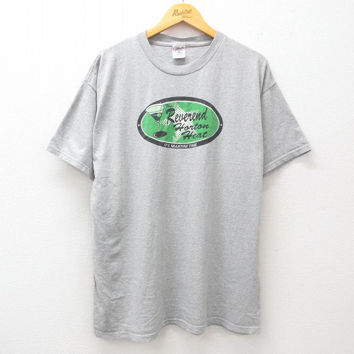 XL★古着 半袖 ビンテージ Tシャツ メンズ 90年代 90s カクテル 星 大きいサイズ コットン クルーネック グレー 霜降り 25jul25 中古