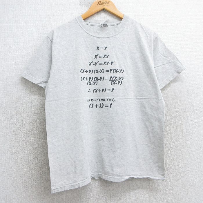 M★古着 半袖 ビンテージ Tシャツ メンズ 00年代 00s 数式 クルーネック 薄グレー 霜降り 【spe】 25jul25 中古