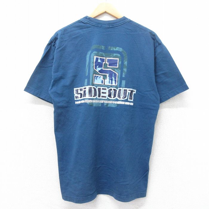 L★古着 半袖 ビンテージ Tシャツ メンズ 00年代 00s SIDEOUT クルーネック 紺 ネイビー 25jul25 中古