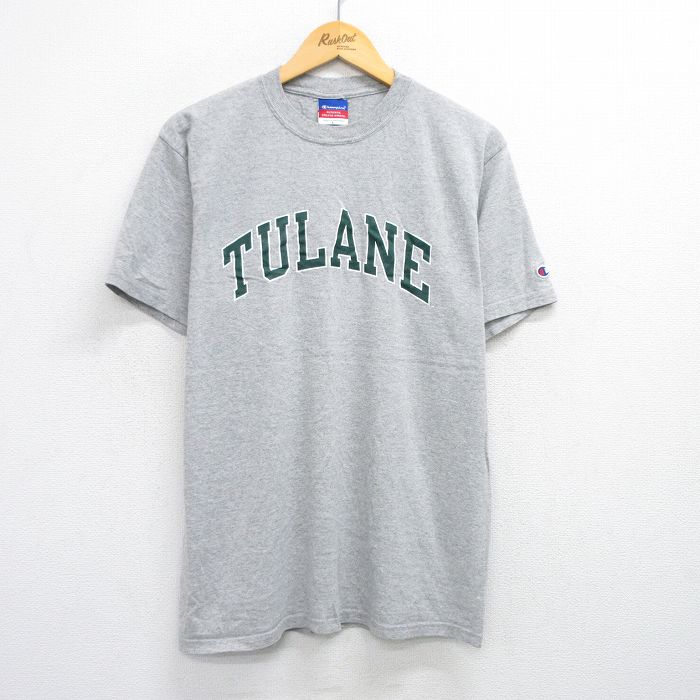 XL★古着 チャンピオン champion 半袖 ビンテージ Tシャツ メンズ 00年代 00s テュレーン クルーネック グレー 霜降り 25jul25 中古