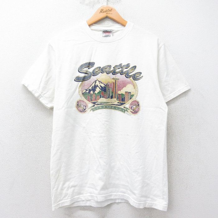 L★古着 オニータ ONEITA 半袖 ビンテージ Tシャツ メンズ 90年代 90s シアトル コットン クルーネック 白 ホワイト 25jul25 中古