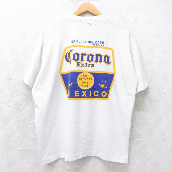 XL★古着 半袖 ビンテージ Tシャツ メンズ 00年代 00s コロナ ビール 大きいサイズ クルーネック 白 ホワイト 25jul25 中古