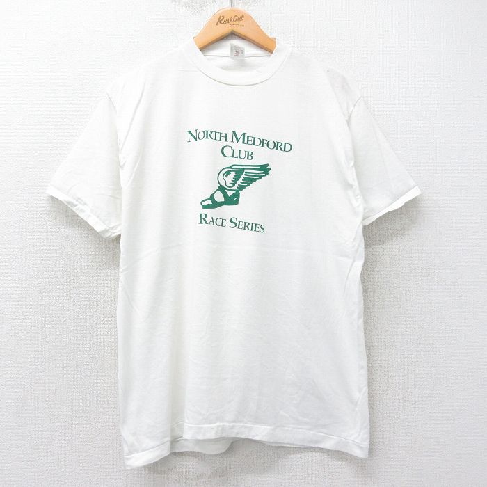 L★古着 半袖 ビンテージ Tシャツ メンズ 90年代 90s ウイングフット クルーネック 白 ホワイト 【spe】 25jul25 中古