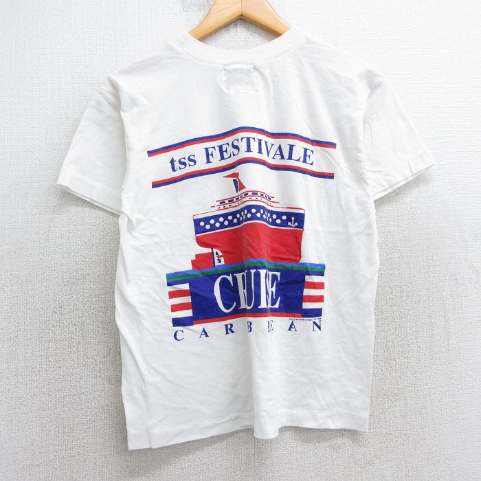 M★古着 半袖 ビンテージ Tシャツ メンズ 80年代 80s 船 カリビアン クルーズ クルーネック 白 ホワイト 25jul25 中古